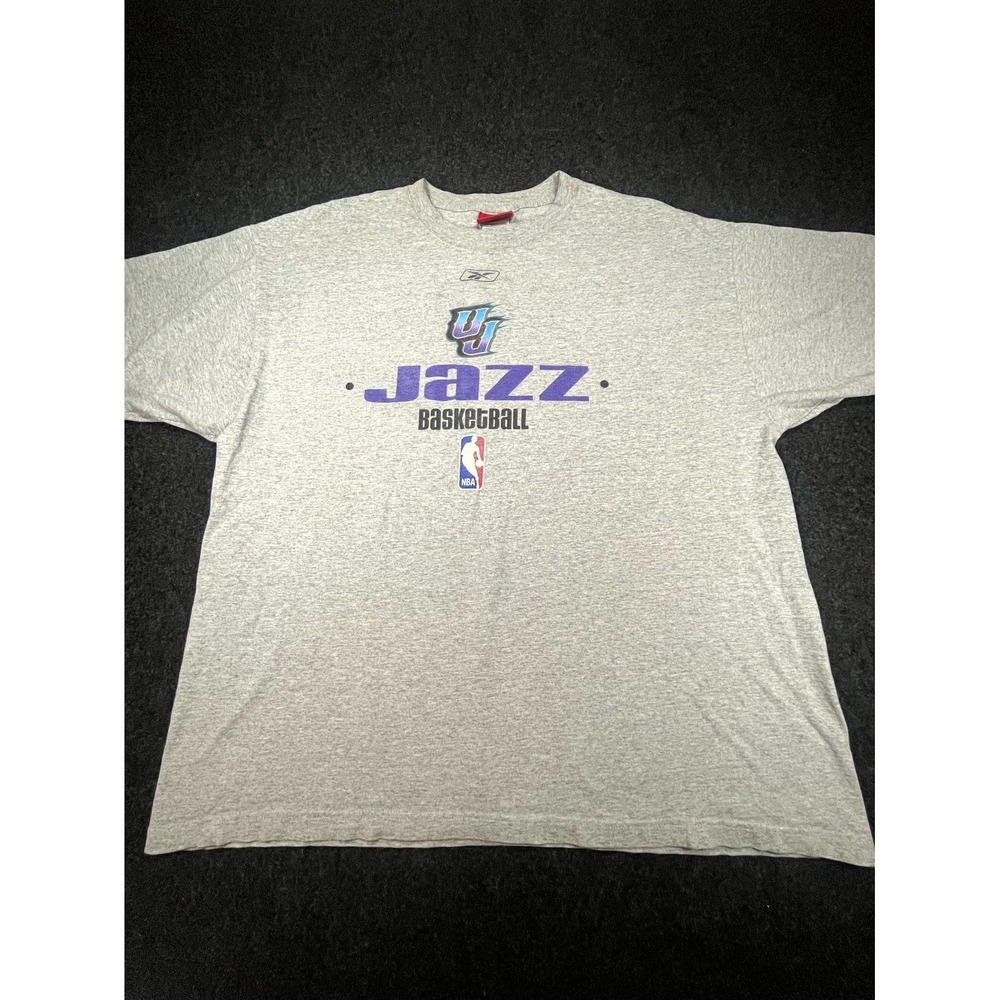 Y2k Utah Jazz Basketball T-Shirt Mens XL Gray Heather Reebok NBA Sports Pullover